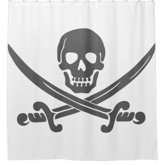 Rideaux De Douche Crâne de sourire simple de pirate avec les épées (Devant)