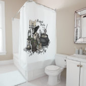 Rideaux De Douche Crâne d'Halloween vintage moderne (En situation)