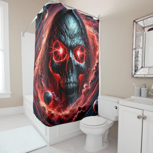 Rideaux De Douche Crâne effrayant (En situation)
