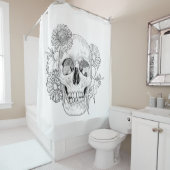 Rideaux De Douche Crâne et fleurs inspirés (En situation)