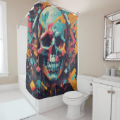 Rideaux De Douche Crâne peint Abstrait (En situation)