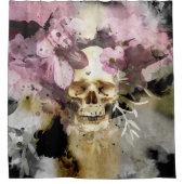 Rideaux De Douche Crâne rose floral Art Abstrait (Devant)