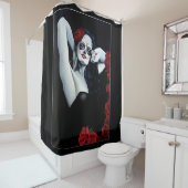 Rideaux De Douche Crâne sucre Roses rouges Noir (En situation)