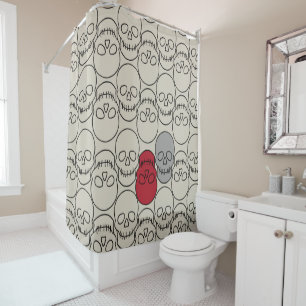 Rideaux De Douche Crânes - Bone White et Bat Black