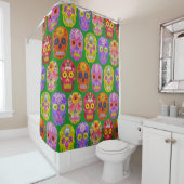 Rideaux De Douche Crânes de fleurs Motif sans soudure 2018 (En situation)