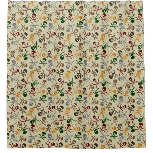 Rideaux De Douche Crânes de pirate avec les épées croisées (Devant)