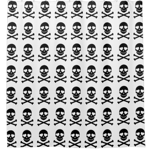 Rideaux De Douche Crânes noirs et os croisés (Devant)