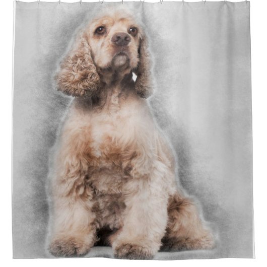 Rideaux De Douche Crayon à peinture espagnole de Cocker américain (Devant)
