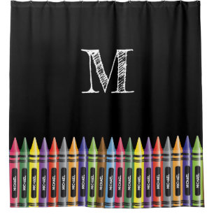 Rideaux De Douche Crayon Kids Black Motif tendance Monogramme