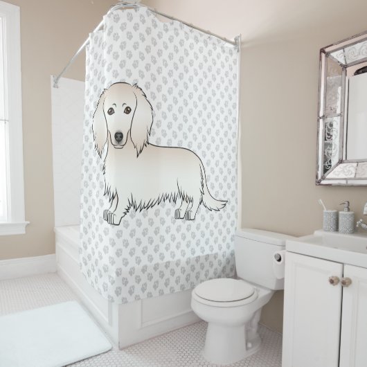 Rideaux De Douche Cream Long Cheveux Dachshund mignonette Cartoon Ch (En situation)