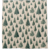 Rideaux De Douche Cream Rustic Forest Tree (Devant)