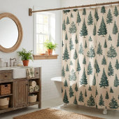 Rideaux De Douche Cream Rustic Forest Tree