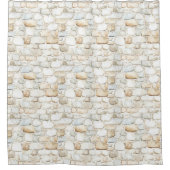 Rideaux De Douche Cream White Grey Faux Stones   (Devant)
