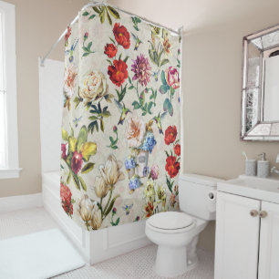 Rideaux De Douche Création de l'aquarelle florale de l'époque victor