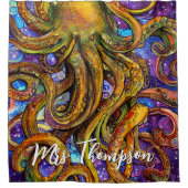 Rideaux De Douche Creator Sea Octopus avec un nom personnalisé (Devant)