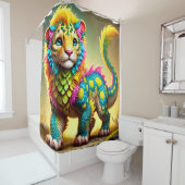Rideaux De Douche Créature de l'atelier de Lion d'Artsy (En situation)