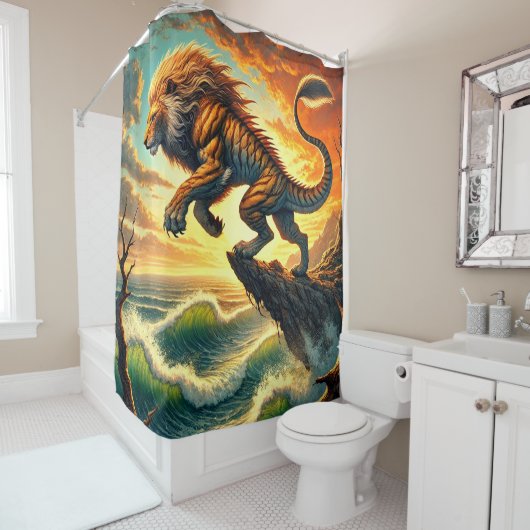 Rideaux De Douche Créature du lion (En situation)