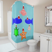 Rideaux De Douche Créatures de la mer de Noël (En situation)
