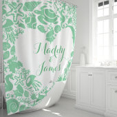 Rideaux De Douche Créatures Marines Vert Menthe Monogramme Couple en