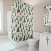 Rideaux De Douche Crème Arbre de la Forêt Rustique (En situation)