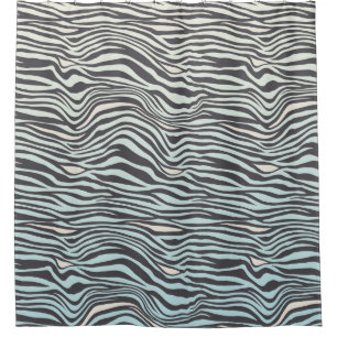 Rideaux De Douche Crème bleue Zebra Print Ombre