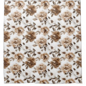 Rideaux De Douche Crème Brown Fleurs blanches Noël (Devant)