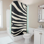 Rideaux De Douche Crème, noir et vert menthe (En situation)