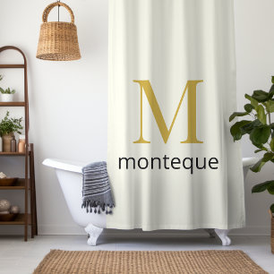 Rideaux De Douche Crème Or Monogramme Nom Personnalisé Cadeau Luxe