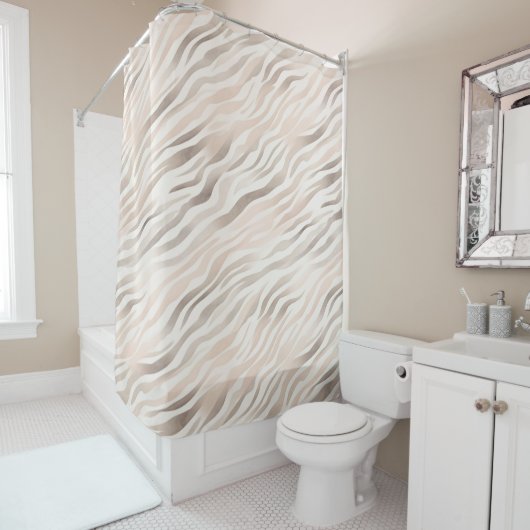 Rideaux De Douche Crème rose Beige Zebra Poster de animal (En situation)