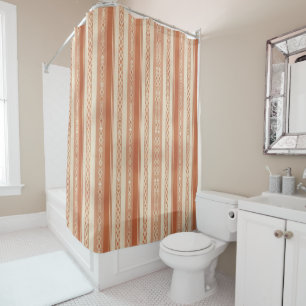 Rideaux De Douche Crème Terracotta Moderne Minimaliste Rayure Boho