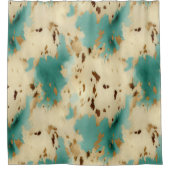 Rideaux De Douche Crème Turquoise Gold Southwest Cowhide (Devant)