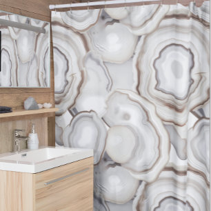 Rideaux De Douche Crèmes blanches Pierre d'Agate Neutre