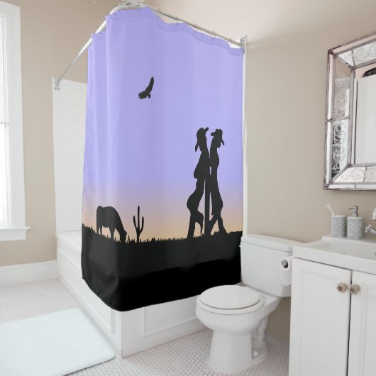 Rideaux De Douche Crépuscule occidental de gamme (En situation)