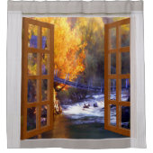 Rideaux De Douche Crique de scène d'automne de vue de fenêtre et (Devant)