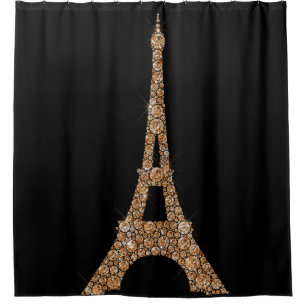 Rideaux De Douche Cristaux d'en cuivre d'or de rose de noir de Paris