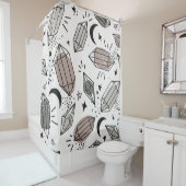 Rideaux De Douche Cristaux, Lune, Étoiles, Design Chevauché. (En situation)