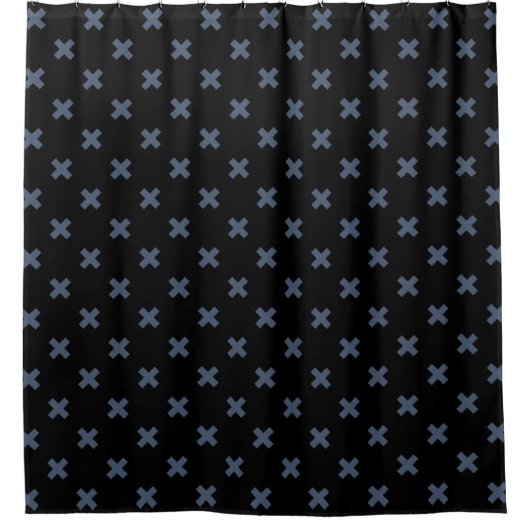 Rideaux De Douche Crochets bleu-gris sur noir (Devant)