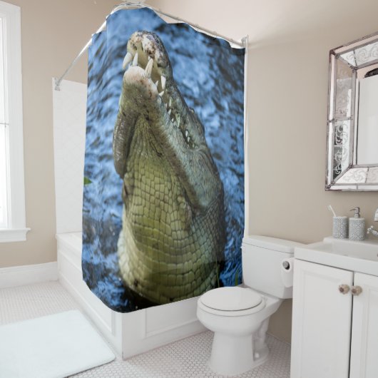 Rideaux De Douche Crocodile Dents Eau (En situation)
