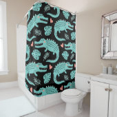 Rideaux De Douche Crocodiles de caricatures, motif mignon sans soudu (En situation)