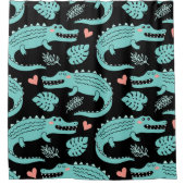 Rideaux De Douche Crocodiles de caricatures, motif mignon sans soudu (Devant)