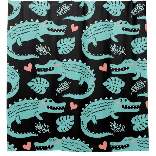 Rideaux De Douche Crocodiles de caricatures, motif mignon sans soudu (Devant)