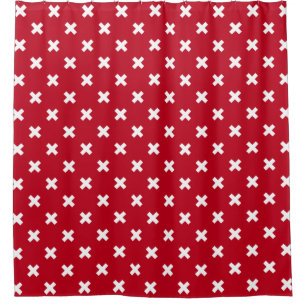 Rideaux De Douche Croix blanche sur le rouge
