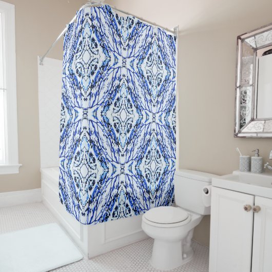Rideaux De Douche Croix celtique bleue....... (En situation)