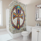 Rideaux De Douche Croix d'Ankh égyptienne - Art mosaïque (En situation)