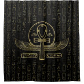 Rideaux De Douche Croix égyptienne - Ankh - or et noir (Devant)