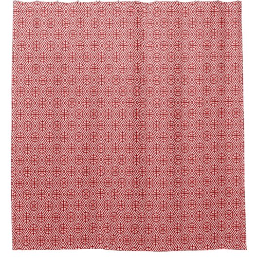 Rideaux De Douche Croix médiévale Damask - Rouge profond et blanc (Devant)