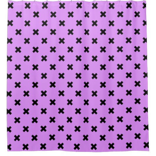 Rideaux De Douche Croix noire sur lilas (Devant)