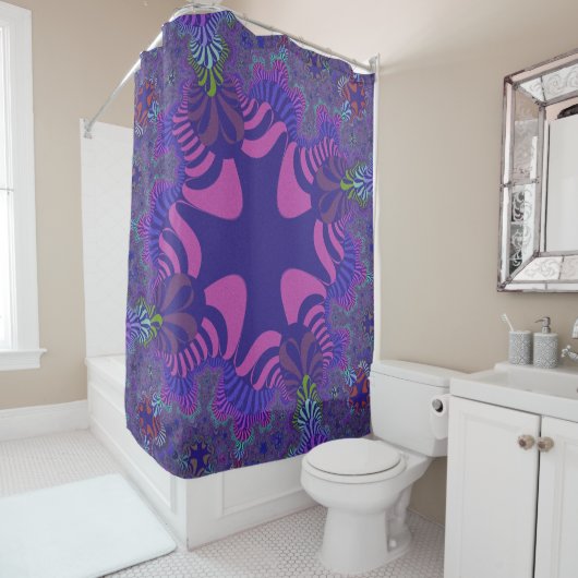 Rideaux De Douche Croix rose et violette (En situation)