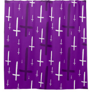 Rideaux De Douche croix violette inversée à l'envers