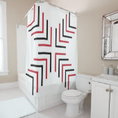 Rideaux De Douche Croix X - rouge et noir (En situation)